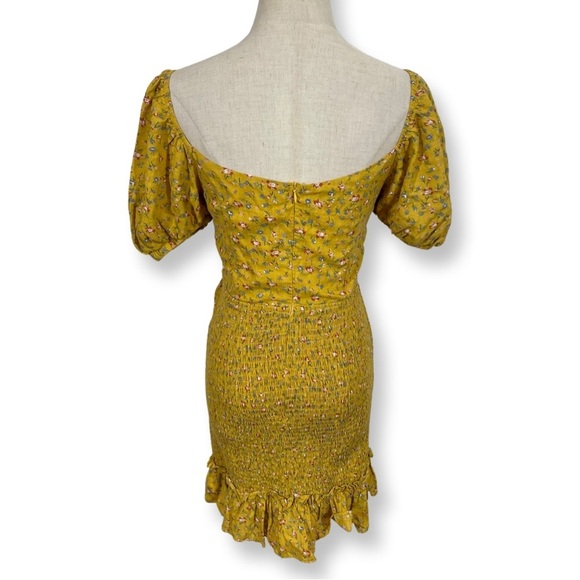 Sabo Skirt Adelia Cutout Tie Smocked Puff Sleeve Ditsy Floral Dress - Picture 7 of 11